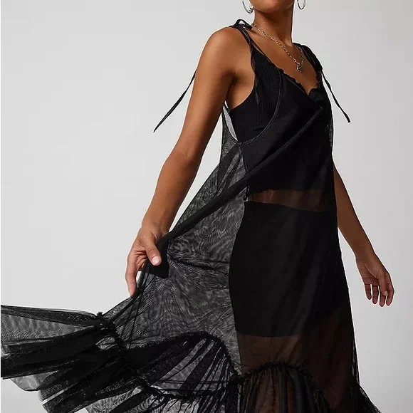UO Everly Mesh Midi Slip Dress NWT - Picture 1 of 7